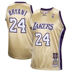 NWT Mitchell & Ness LA Lakers Kobe Bryant Hall of Fame Authentic Jersey Gold Lg